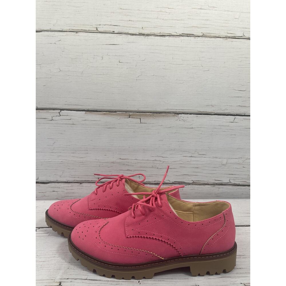 Journee Collection Claudiya Shoes Womens Size 9 Pink Faux Suede Oxford Flats - Picture 10 of 14